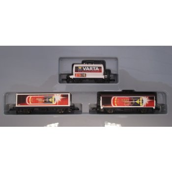VARTA Märklin Z - Sonderset, Inhalt: 1 Kesselwagen (8612) VARTA Die Batterien-Experten, 1 Containerwagen (8617) VARTA MAXI TECH, 1 Gedeckter Güter-