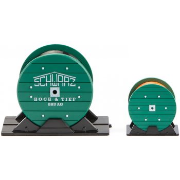 2 Kabeltrommeln, Firma Schwarzbau, Hoch & Tief Bau AG, Ladegut, Baujahr 1965-1997