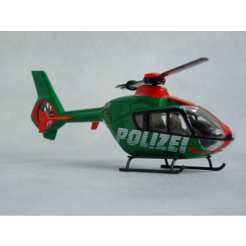 Hubschrauber Eurocopter der POLIZEI, grün/rot
