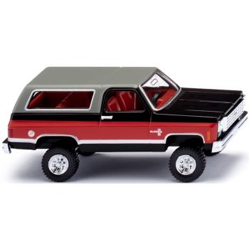 Chevrolet K5 Blazer, Offroad-Variante, schwarz/rot mit grauem Dach, Baujahr 1975-1976