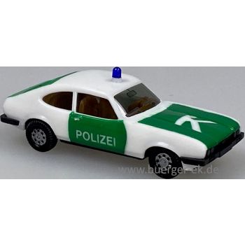 Ford Capri POLIZEI grün/weiß; Motorhaube mit weißer Bedruckung: K