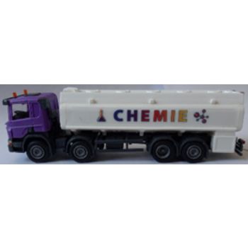 Scania Chemie-Tankfahrzeug, LKW 8x2, Fahrerhaus violett, Tankaufbau weiß - CHEMIE