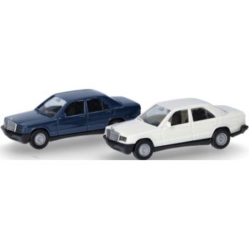 Mercedes-Benz 190E, 2er-Set, blau und classicweiß, Minikit