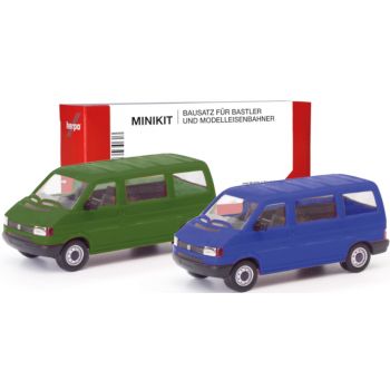 MiniKit Set mit 2 VW T4 Bus, olivgrün + ultramarinblau
