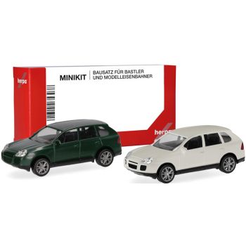 Porsche Cayenne Turbo, british Racing, green/samdweiß, 2 Stück, Minikit
