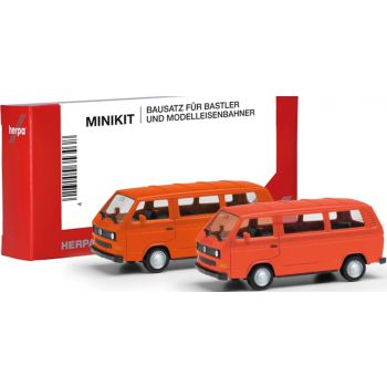 VW T3 Bus, leuchtrot und orange, MiniKit, 2 Stück