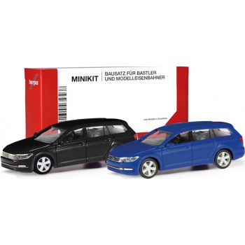 VW Passat Variant, schwarz und ultramarinblau, 2 Stück, MiniKit
