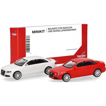 Audi A4 Limousine, weiß und rot, MiniKit, 2 Stück