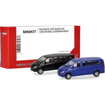 Set mit 2 Mercedes-Benz Vito Bus 2010, schwarz und ultramarinblau, MiniKit