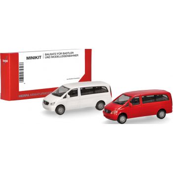 Mercedes-Benz Vito Bus (W639 facelift Baujahr 2010), weiß und rot, 2 Stück, Minikit