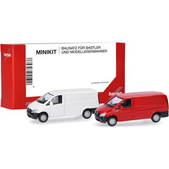Set mit 2 Mercedes-Benz Vito Kasten 2010, weiß und rot, MiniKit