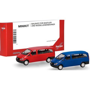 Mercedes-Benz Vito Bus (W639 Baujahr 2003), rot und ultramarinblau, 2 Stück, Minikit