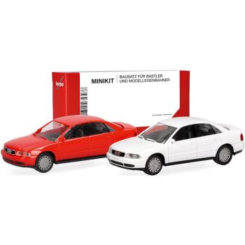 Audi A4 Limousine (B5 Typ 8D), rot und weiß, 2 Stück, MiniKit