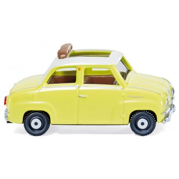 Glas Goggomobil mit offenem Faltdach, gelb