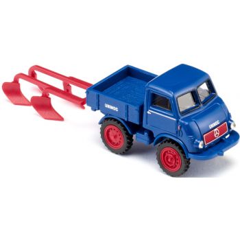 Unimog U 401 Prtische mit Pflug, blau/rot, Agritechnica 2023