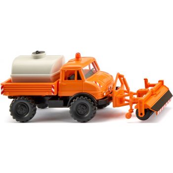 Unimog U 406 Kehrmaschine mit Pritsche und Wassertank, kommunalorange, Baujahr 1963-1989