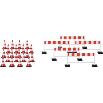 Zubehör Pylonen (20 Stück) und Absperrschranken (5 Stück), weiß/rot