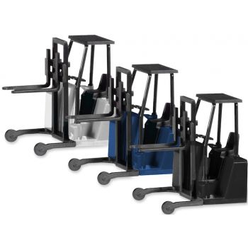 Mitnahmestapler in weiß, blau und schwarz