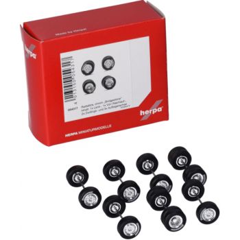 Zubehör Radsatz chrom BRIDGESTONE, Inhalt: 1-mal Lenkachse, 1-mal Vor-/Nachlaufachse, 2-mal Zwillingsachse und 3-mal Aufliegerachse