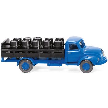 Magirus S 3500 Rundhauber, Pritschen-LKW beladen mit Fässern, Scholven Chemie, Baujahr 1958-67