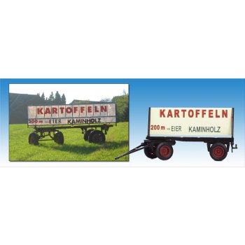 Schilderwagen - Kartoffelverkauf:  KARTOFFELN  200m links  EIER KAMINHOLZ