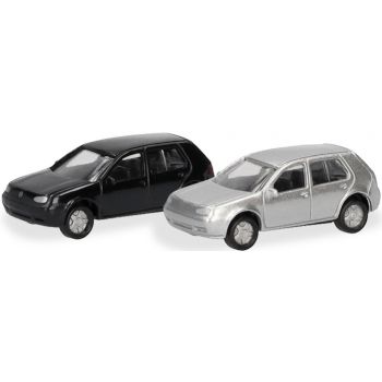 Set mit zwei VW Golf IV, schwarz und silber, Spur N
