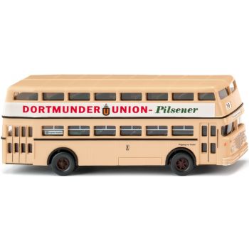 Büssing D2U Doppeldeckerbus, BvB - Berliner Verkehrsbetriebe West-Berlin, DORMUNDEN UNION Pilsener, Baujahr 1951-1965