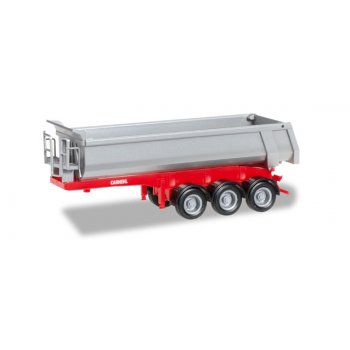 Rundmuldenauflieger 3achsig, Carnehl, unbedruckt, Chassis rot