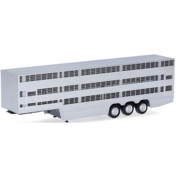 Viehtransporterauflieger 3achs, silber lackiert, Chassis schwarz