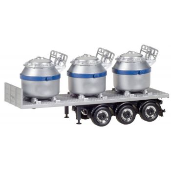 Sattelauflieger mit 3 Alutigeln, mit blauen Streifen