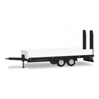 LKW Tieflade-Tandemhänger mit Auffahrrampen, weiß