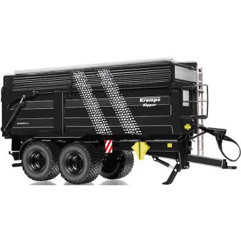 Krampe Big Body 650 Hinterkipper mit Silageaufsatz, schwarz mit Reifenspuren