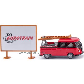 VW T1 Doka mit Beladung und Werbeplakat 30 Jahre Eurotrain