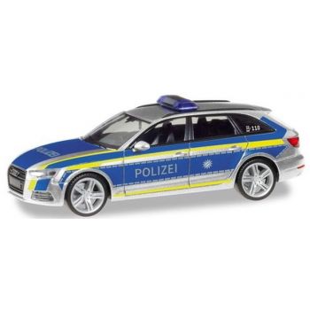 Audi A4 Avant, Polizei Ingolstadt - Bayern, silber/blau mit leuchtgelbem Streifendesign