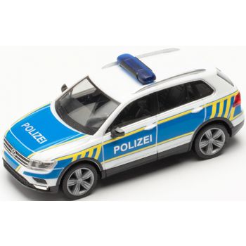 VW Tiguan, POLIZEI Sachsen-Anhalt, weiß/blau mit leuchtgelbem Streifendesign