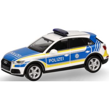 Audi Q5, Polizei Bayern, weiß/blau mit leuchtgelbem Streifendekor