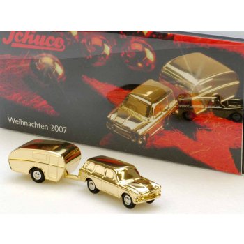 VW Variant mit Wohnwagen, Weihnachten 2007, in gold !, piccolo