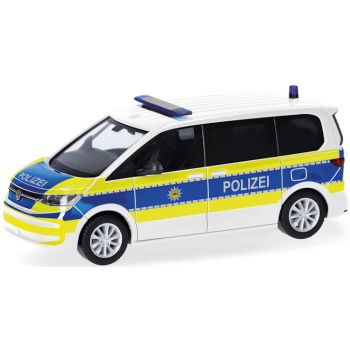 VW Multivan (2022), Bundespolizei, weiß mit blau/leuchtgelbem Farbdekor