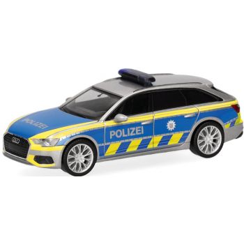 Audi A6 Avant, Polizei Thüringen, silber/blau mit leuchtgelbem Streifendekor