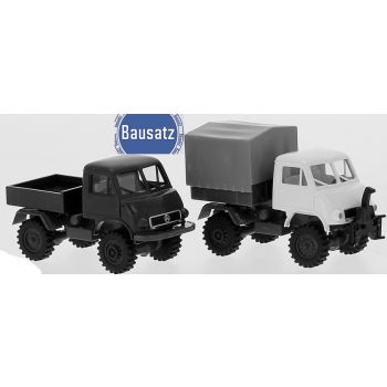 Bauteile für 2 verschiedene Mercedes Unimog 402, Baujahr 1950, Bausatz