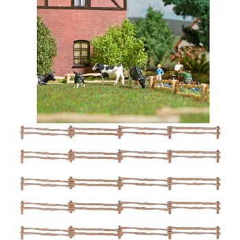 Koppelzaun, Bausatz für einen Koppelzaun mit Pfosten und Brettern aus echtem Holz, Gesamtlänge 100 cm