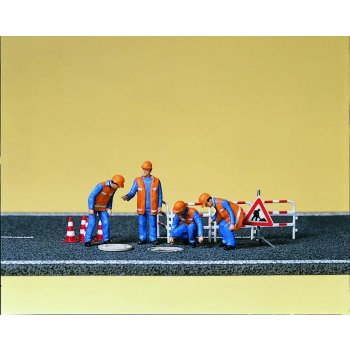 Kanalarbeiter, Absperrung, Kanaldeckel