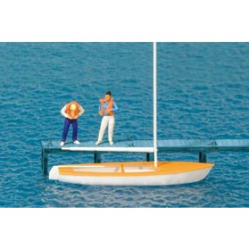 Segler, Weste anlegend, Segelboot 