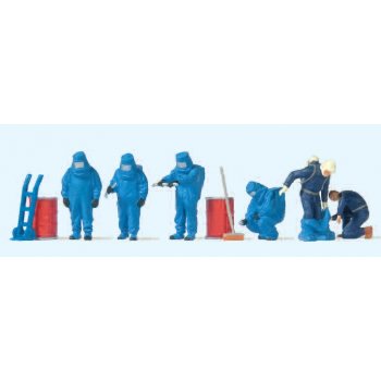 Feuerwehrmänner, blauer Vollschutzanzug