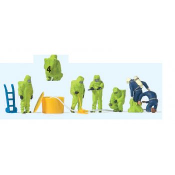 Feuerwehrmänner, grüner Vollschutzanzug
