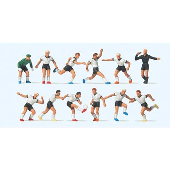 Fußballmannschaft, weiße Trikots, schwarze Hosen