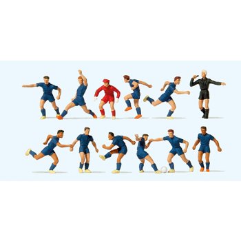 Fußballmannschaft, blaue Trikots und Hosen