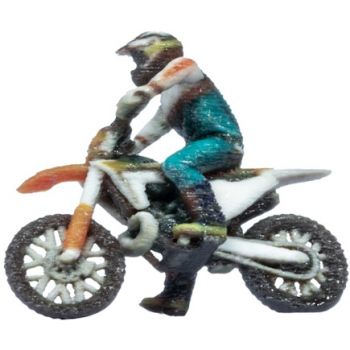 Motocross-Motorrad im Gelände, im farbigen 3D-Druck