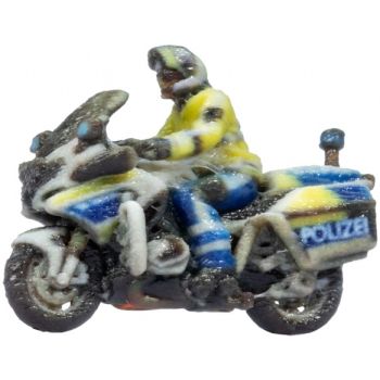 Polizeimotorrad Deutschland fahrend, im farbigen 3D-Druck