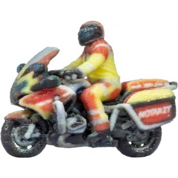 Ambulanzmotorrad Deutschland fahrend, im farbigen 3D-Druck